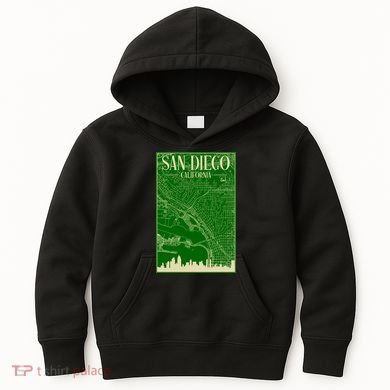 San Diego Hand Drawn Skyline Map Kids Hoodie