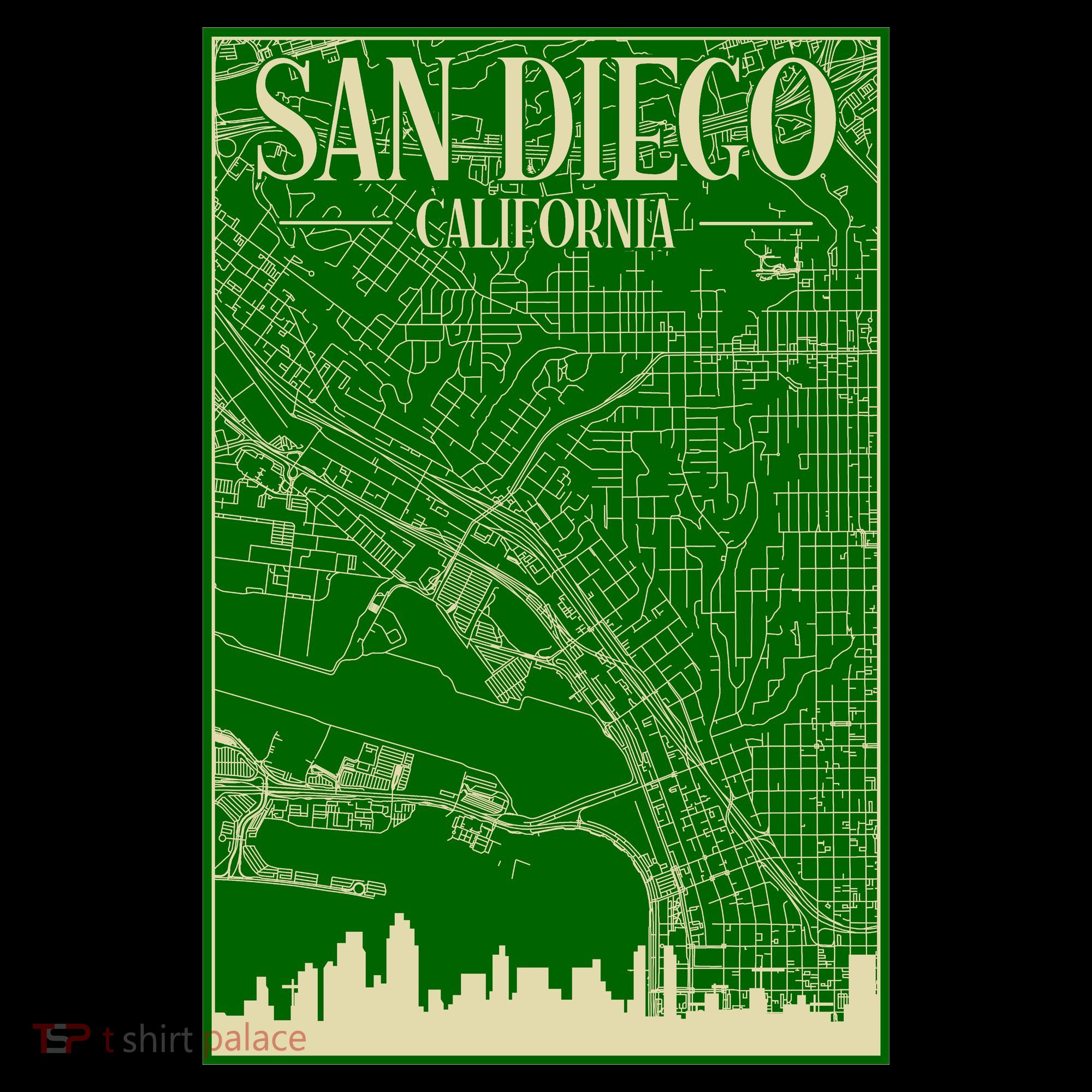San Diego Hand Drawn Skyline Map Kids Hoodie