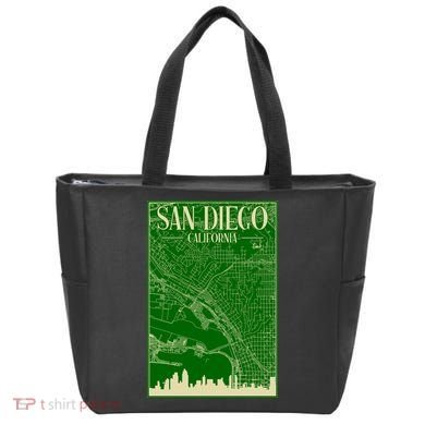 San Diego Hand Drawn Skyline Map Tote Bag