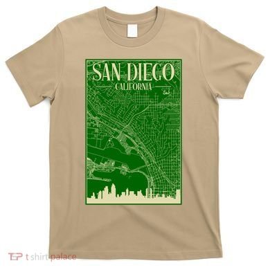 San Diego Hand Drawn Skyline Map T-Shirt