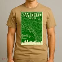 San Diego Hand Drawn Skyline Map T-Shirt thumb 3