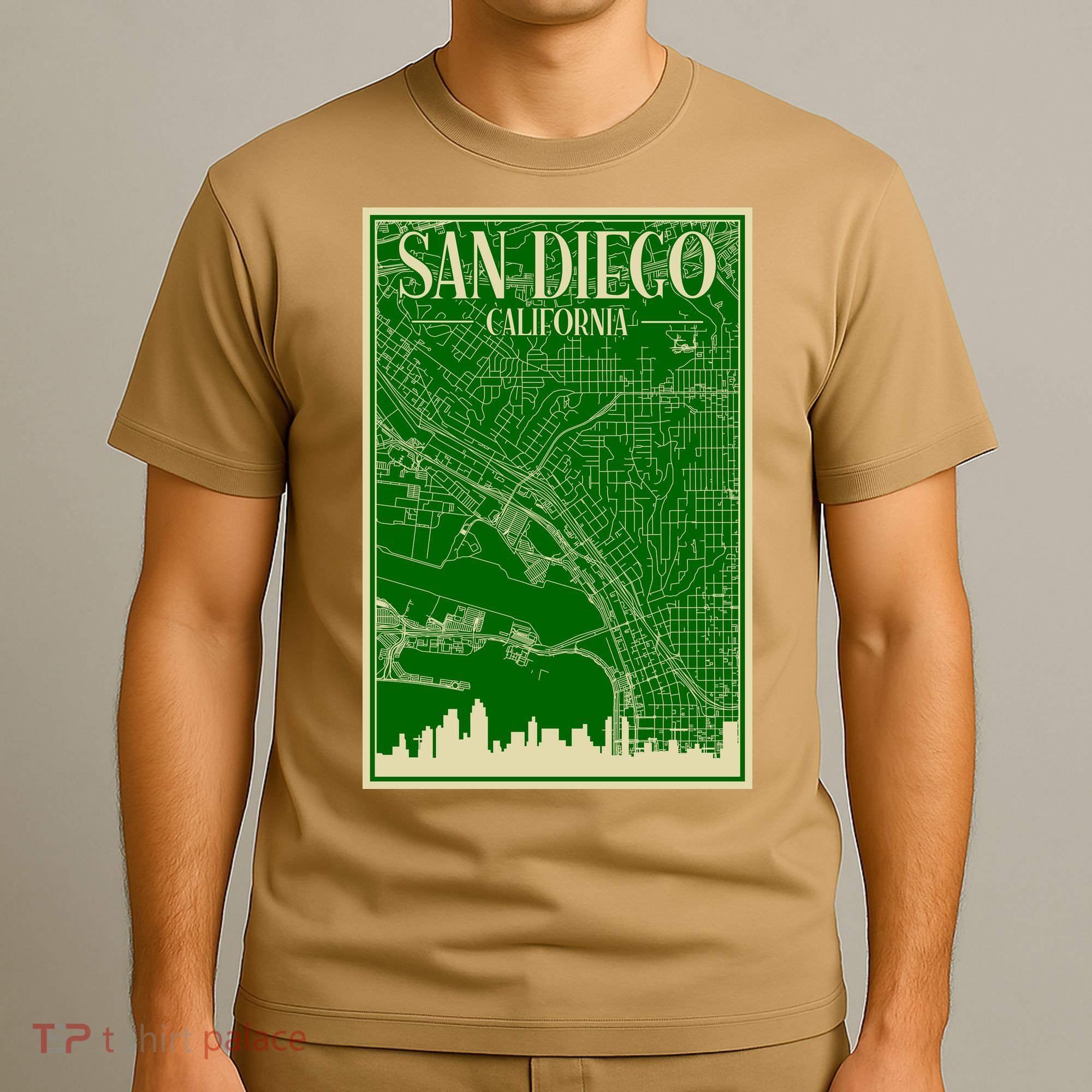 San Diego Hand Drawn Skyline Map T-Shirt