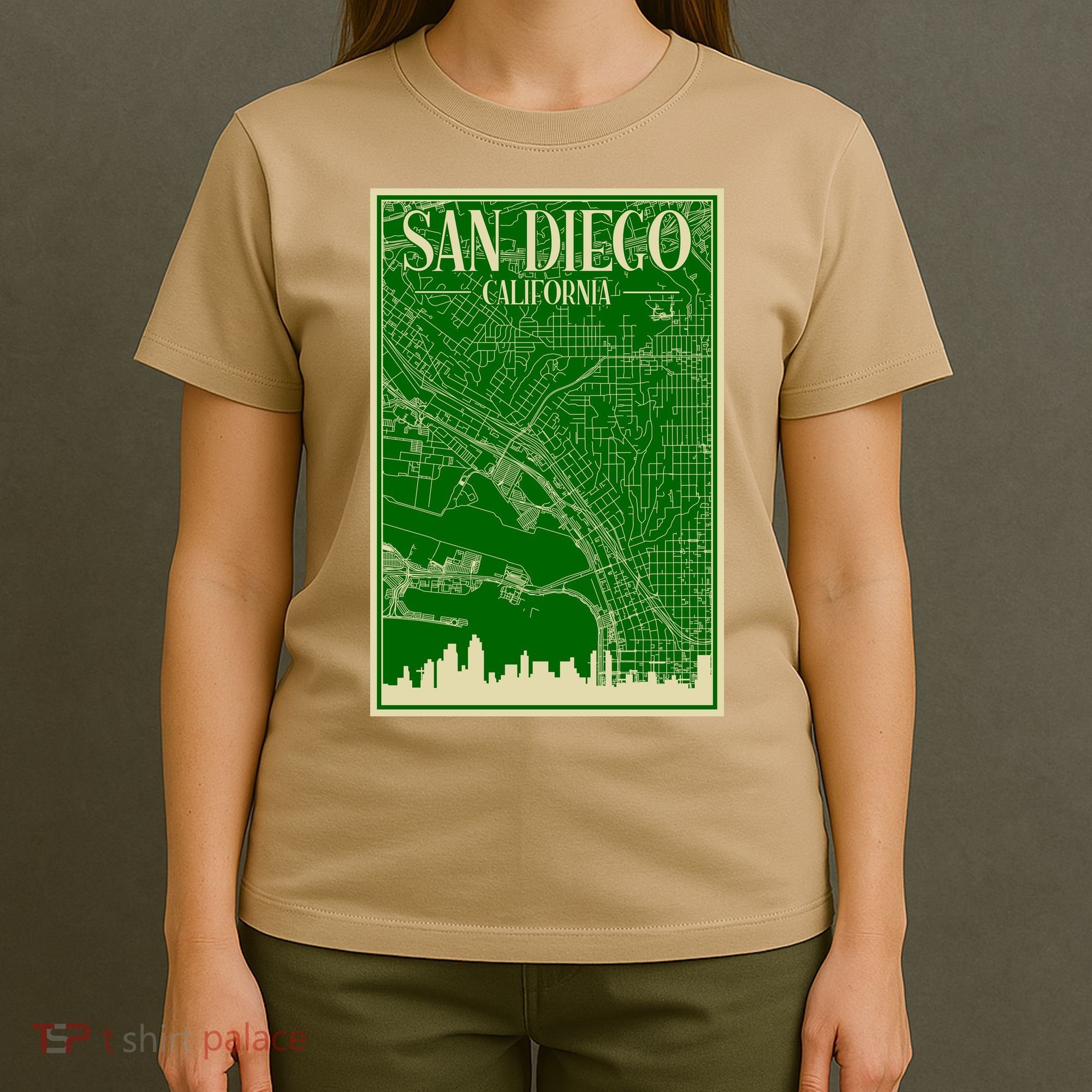 San Diego Hand Drawn Skyline Map T-Shirt