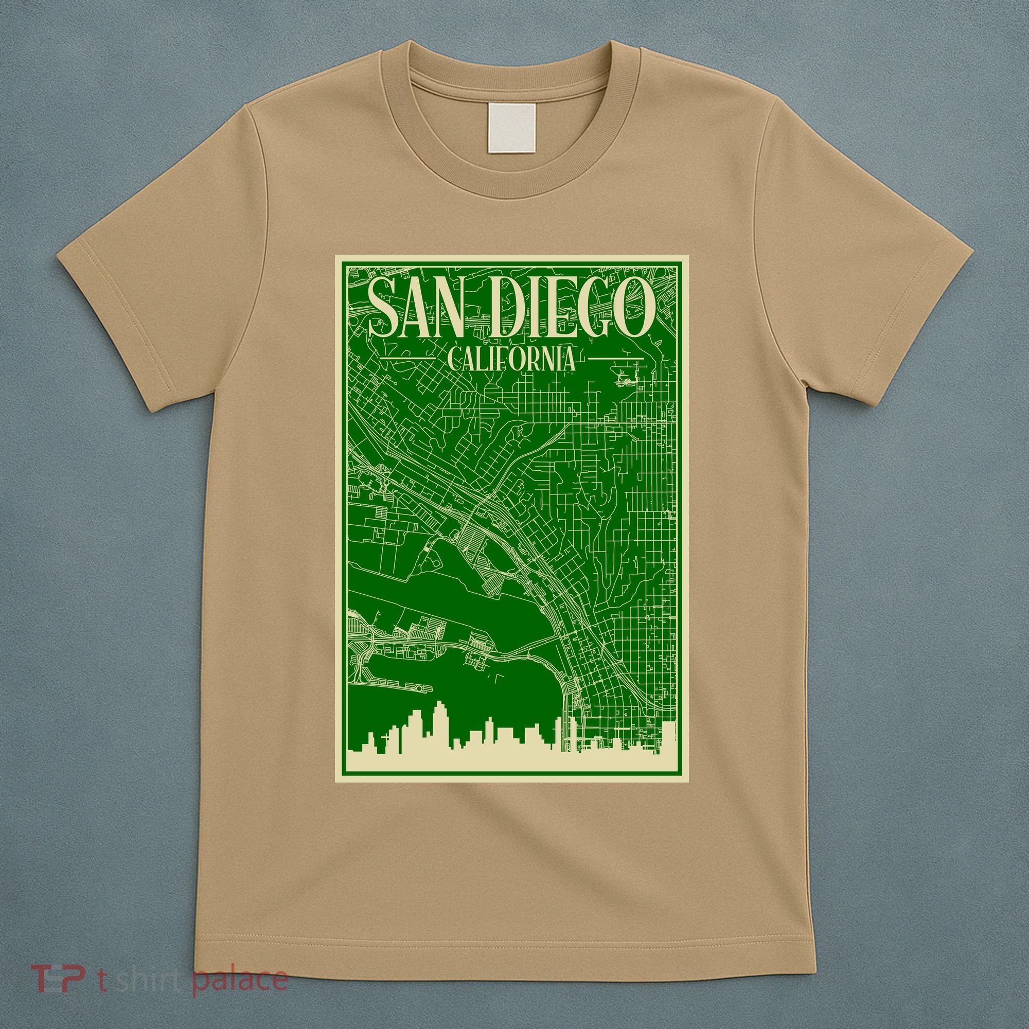 San Diego Hand Drawn Skyline Map T-Shirt