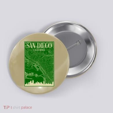 San Diego Hand Drawn Skyline Map Button