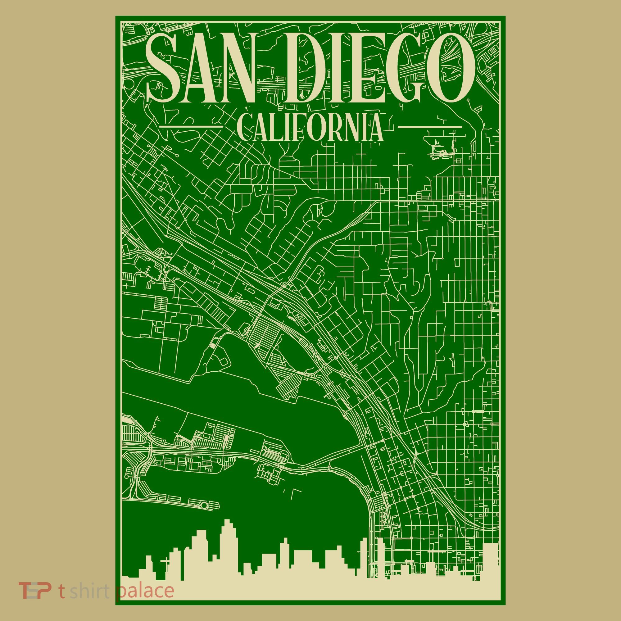 San Diego Hand Drawn Skyline Map Mousepad