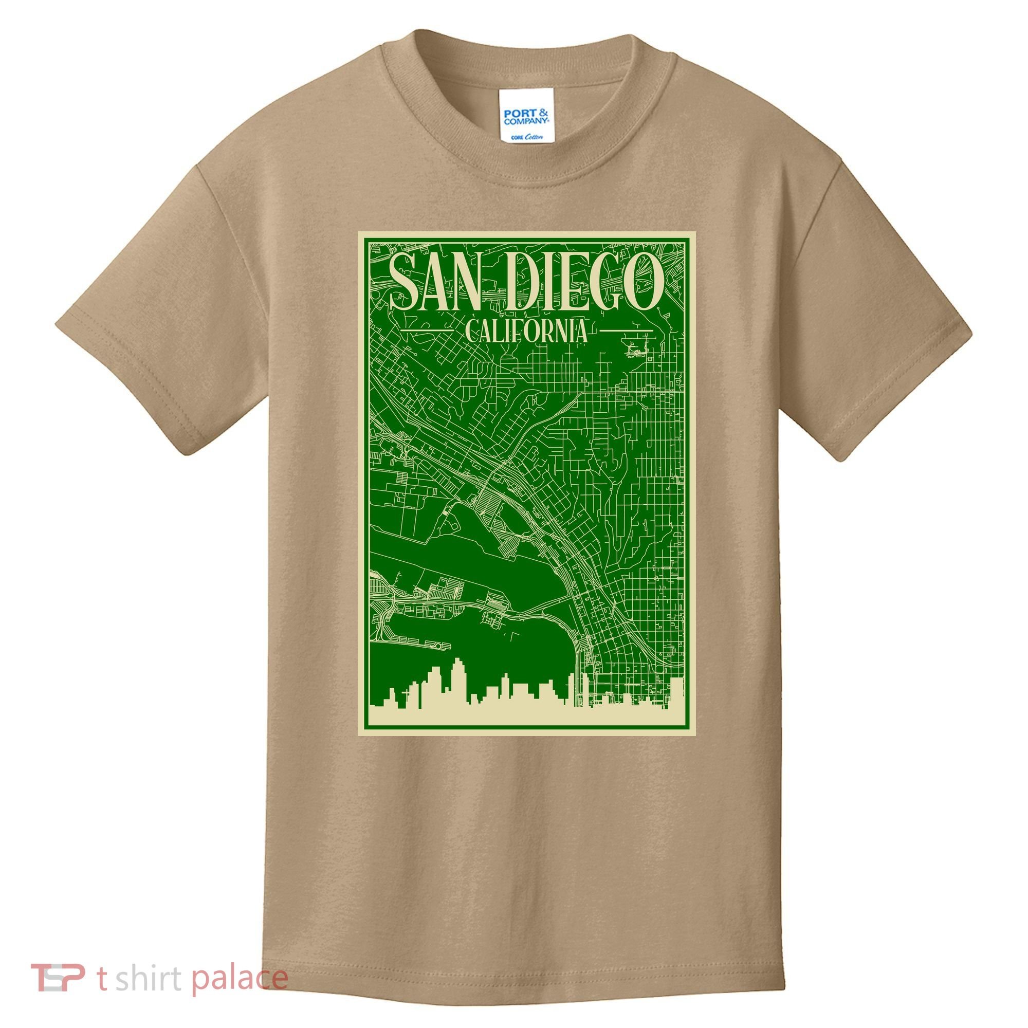 San Diego Hand Drawn Skyline Map Kids T-Shirt
