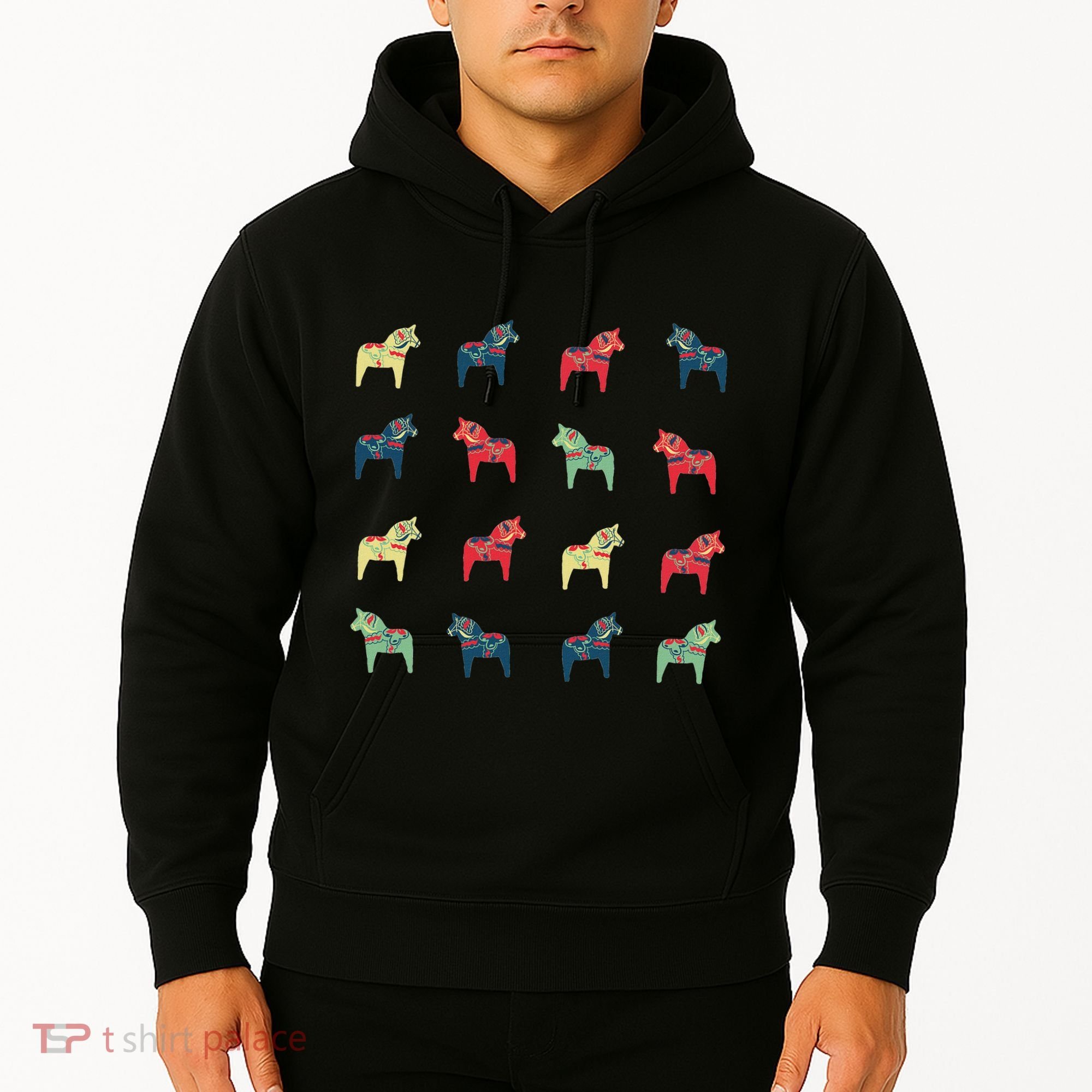 Swedish Dala Horses Dalecarlian Hoodie