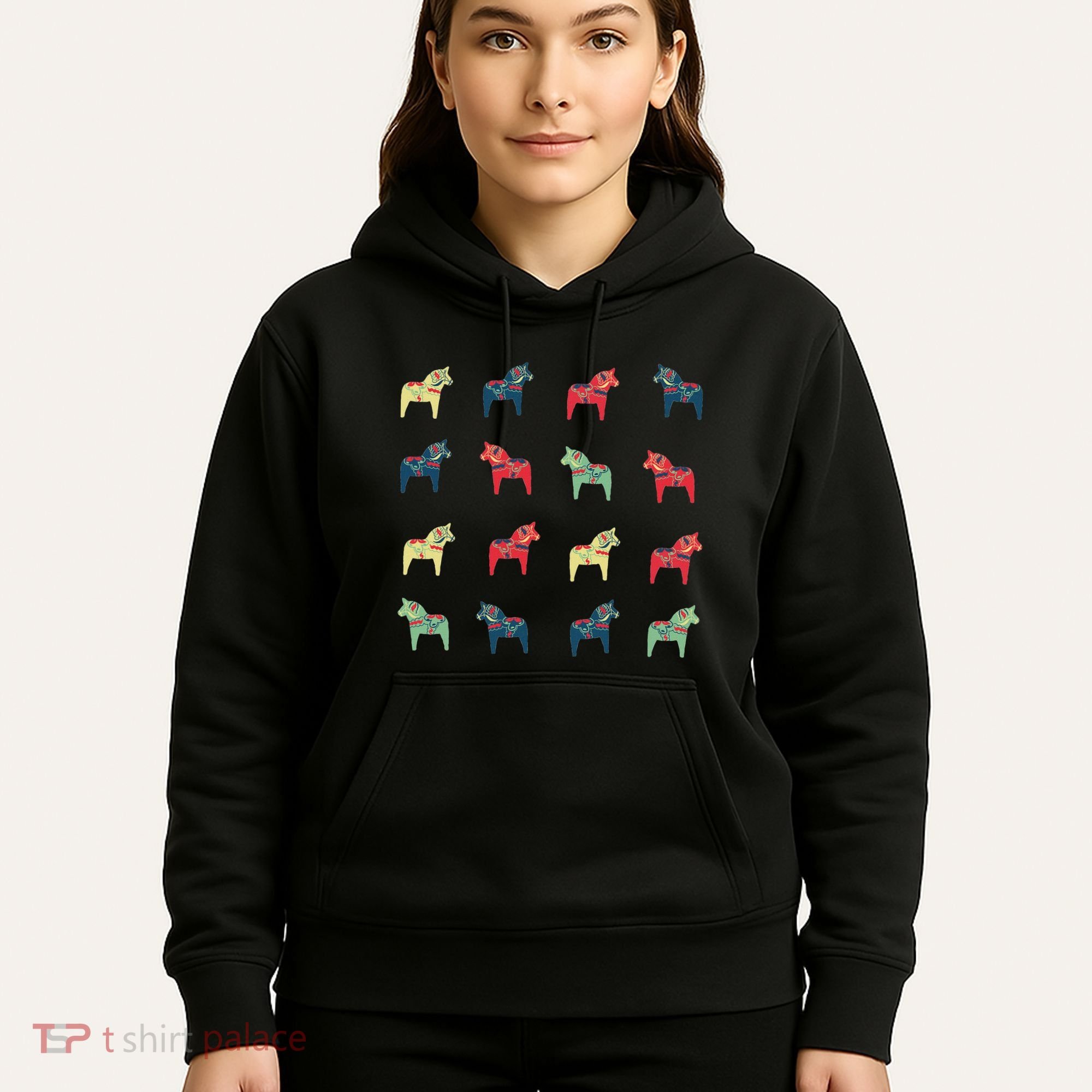 Swedish Dala Horses Dalecarlian Hoodie