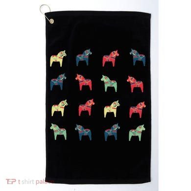 Swedish Dala Horses Dalecarlian Golf Towel