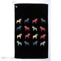 Swedish Dala Horses Dalecarlian Golf Towel thumb 0