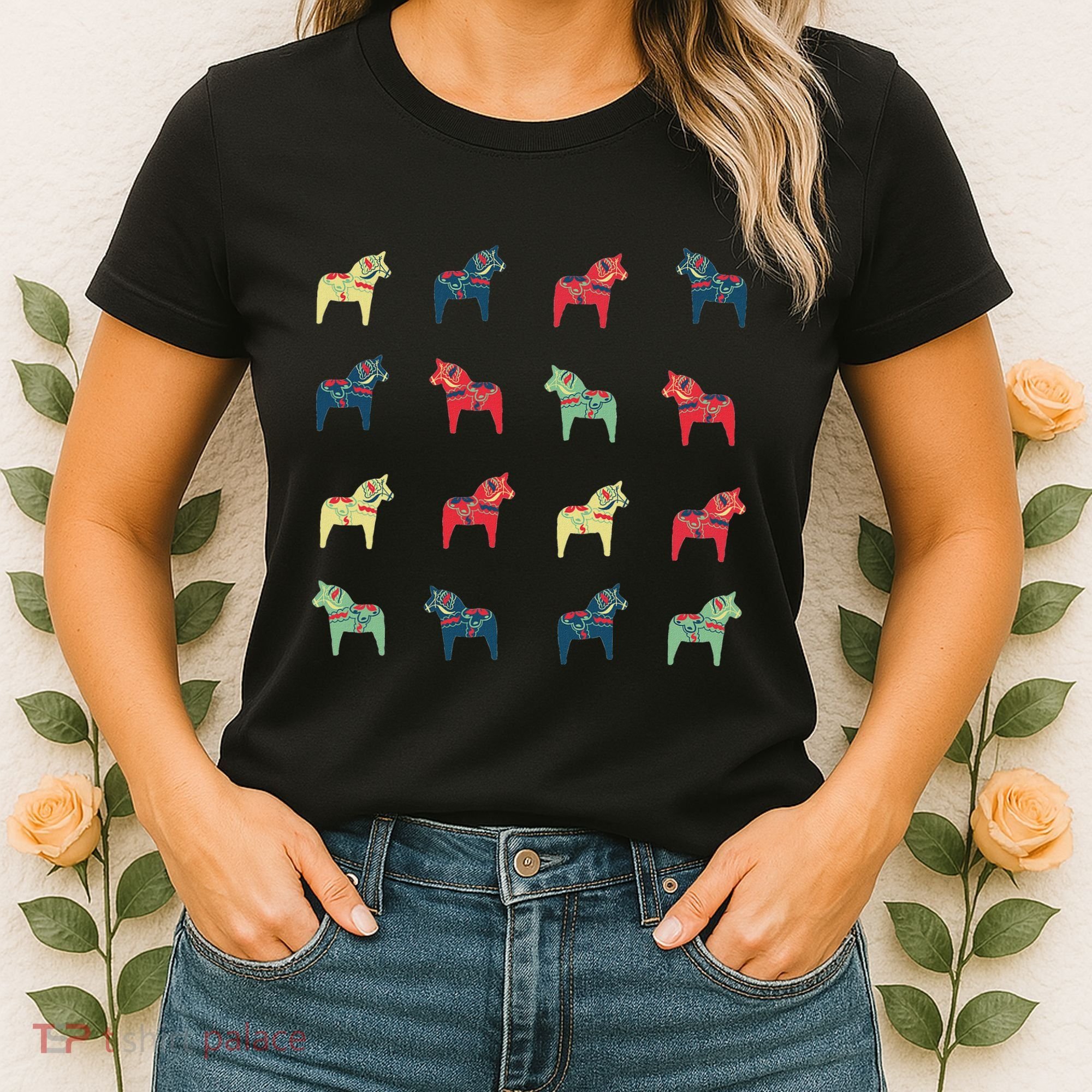 Swedish Dala Horses Dalecarlian Women's T-Shirt