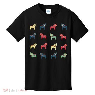 Swedish Dala Horses Dalecarlian Kids T-Shirt