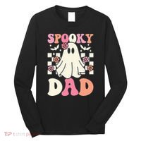 Spooky Dad Halloween Ghost Costume Retro Groovy Long Sleeve Shirt thumb 0