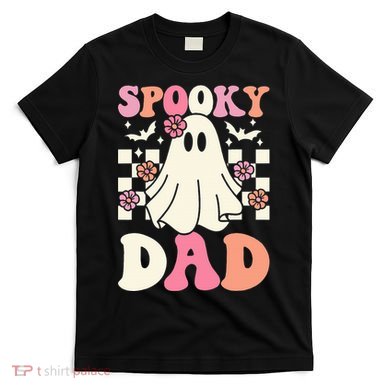 Spooky Dad Halloween Ghost Costume Retro Groovy T-Shirt