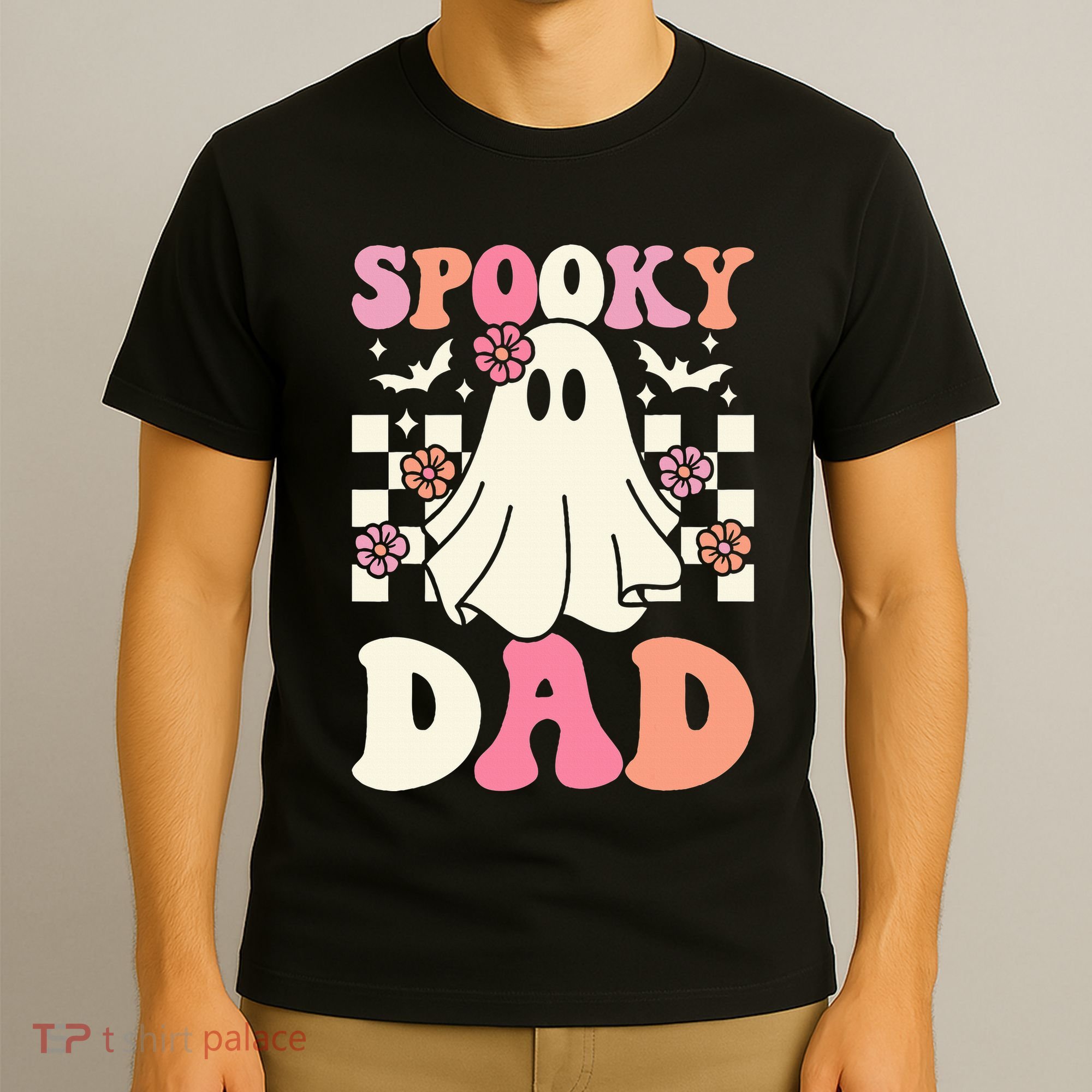 Spooky Dad Halloween Ghost Costume Retro Groovy T-Shirt