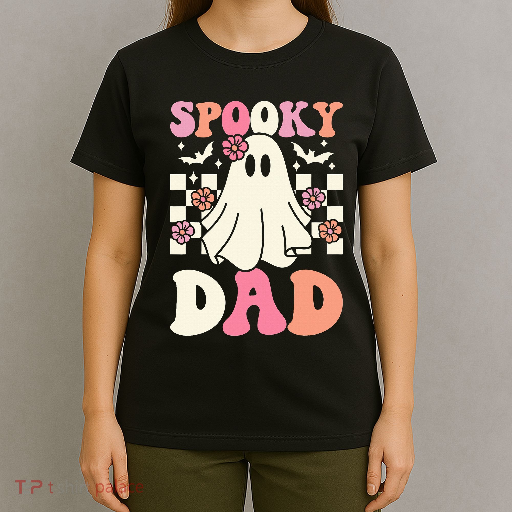 Spooky Dad Halloween Ghost Costume Retro Groovy T-Shirt