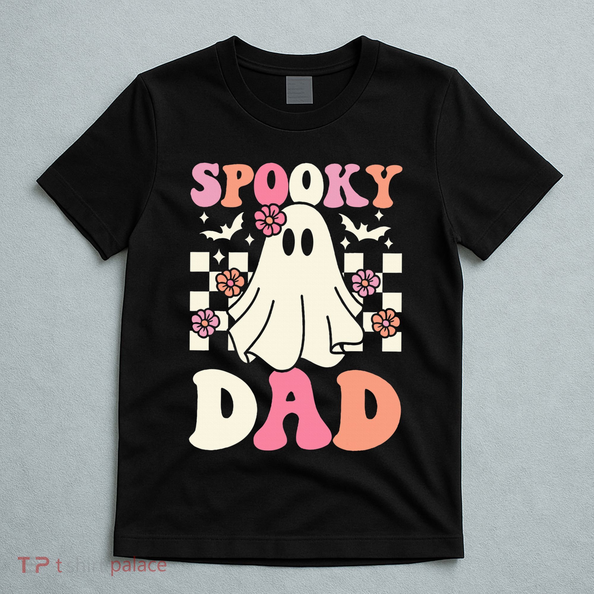 Spooky Dad Halloween Ghost Costume Retro Groovy T-Shirt