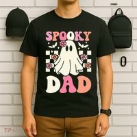 Spooky Dad Halloween Ghost Costume Retro Groovy T-Shirt thumb 6