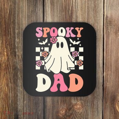 Spooky Dad Halloween Ghost Costume Retro Groovy Coaster