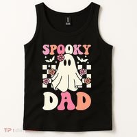 Spooky Dad Halloween Ghost Costume Retro Groovy Tank Top thumb 2