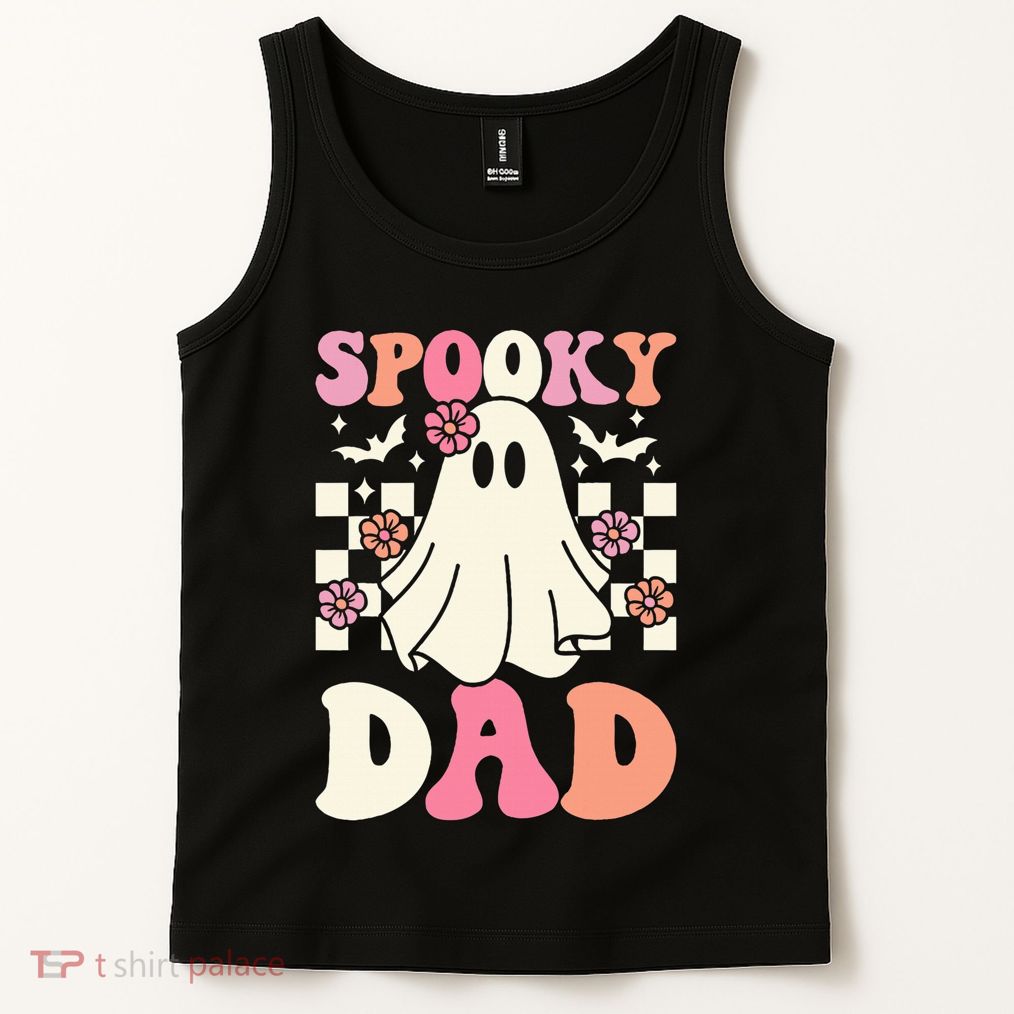 Spooky Dad Halloween Ghost Costume Retro Groovy Tank Top