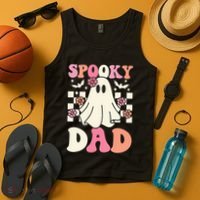Spooky Dad Halloween Ghost Costume Retro Groovy Tank Top thumb 4
