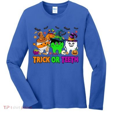 Spooky Dentist Halloween Trick Or Teeth Dental Assistant Cute Gift Women's Long Sleeve Shirt