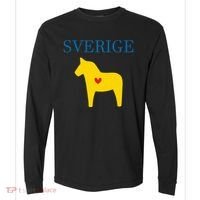 Swedish Dala Horse Midsommar Heart Sverige Comfort Colors Heavyweight Long Sleeve T-Shirt thumb 0