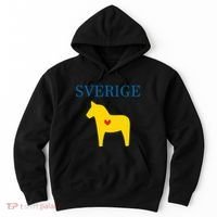 Swedish Dala Horse Midsommar Heart Sverige Hoodie thumb 0