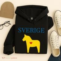Swedish Dala Horse Midsommar Heart Sverige Hoodie thumb 4