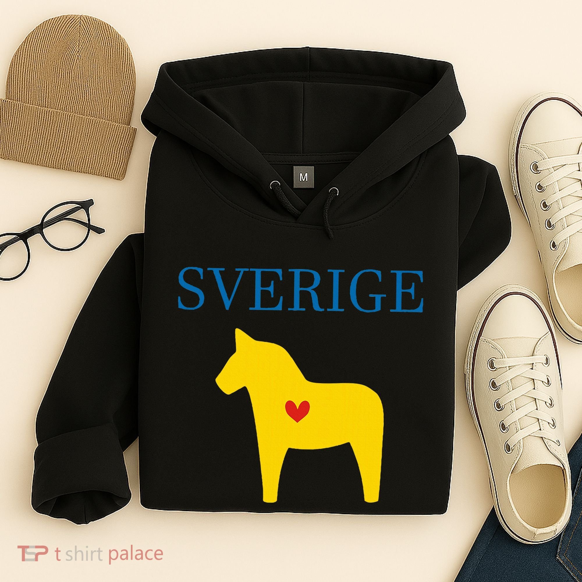 Swedish Dala Horse Midsommar Heart Sverige Hoodie
