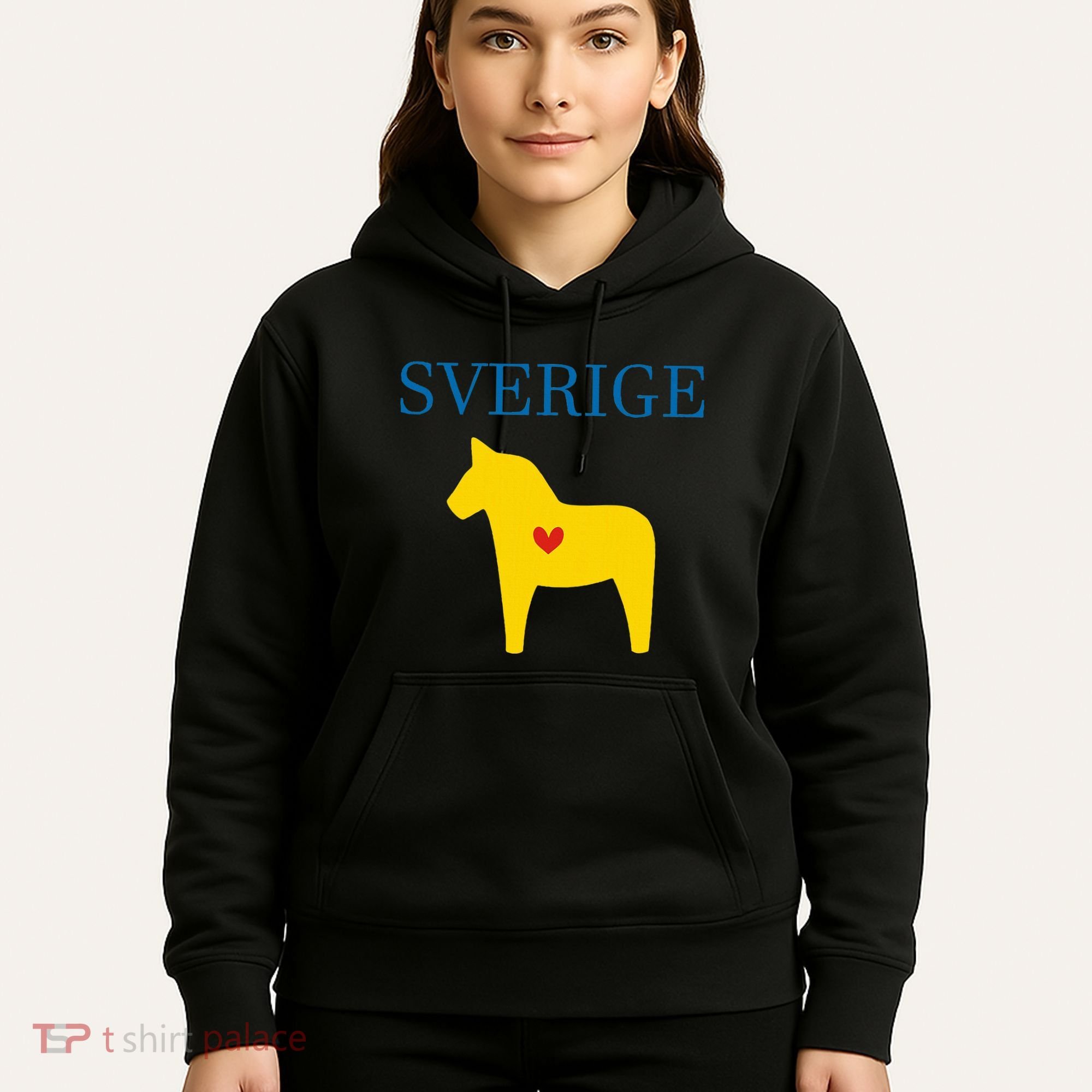 Swedish Dala Horse Midsommar Heart Sverige Hoodie