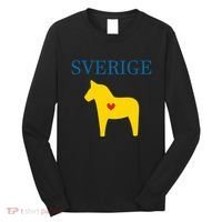 Swedish Dala Horse Midsommar Heart Sverige Long Sleeve Shirt thumb 0