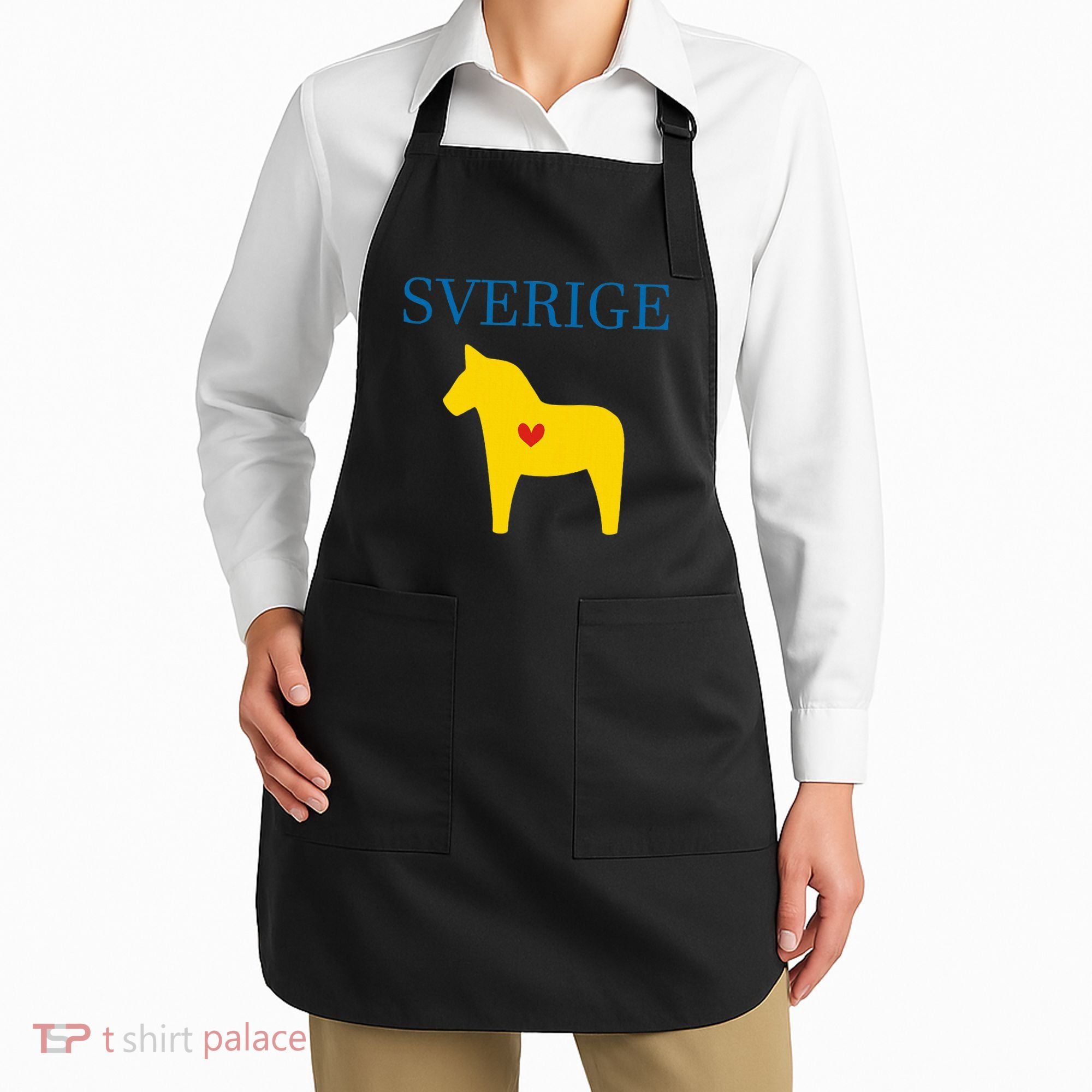 Swedish Dala Horse Midsommar Heart Sverige Apron