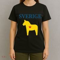 Swedish Dala Horse Midsommar Heart Sverige T-Shirt thumb 4
