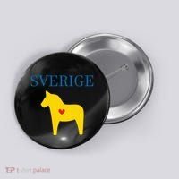 Swedish Dala Horse Midsommar Heart Sverige Button thumb 0