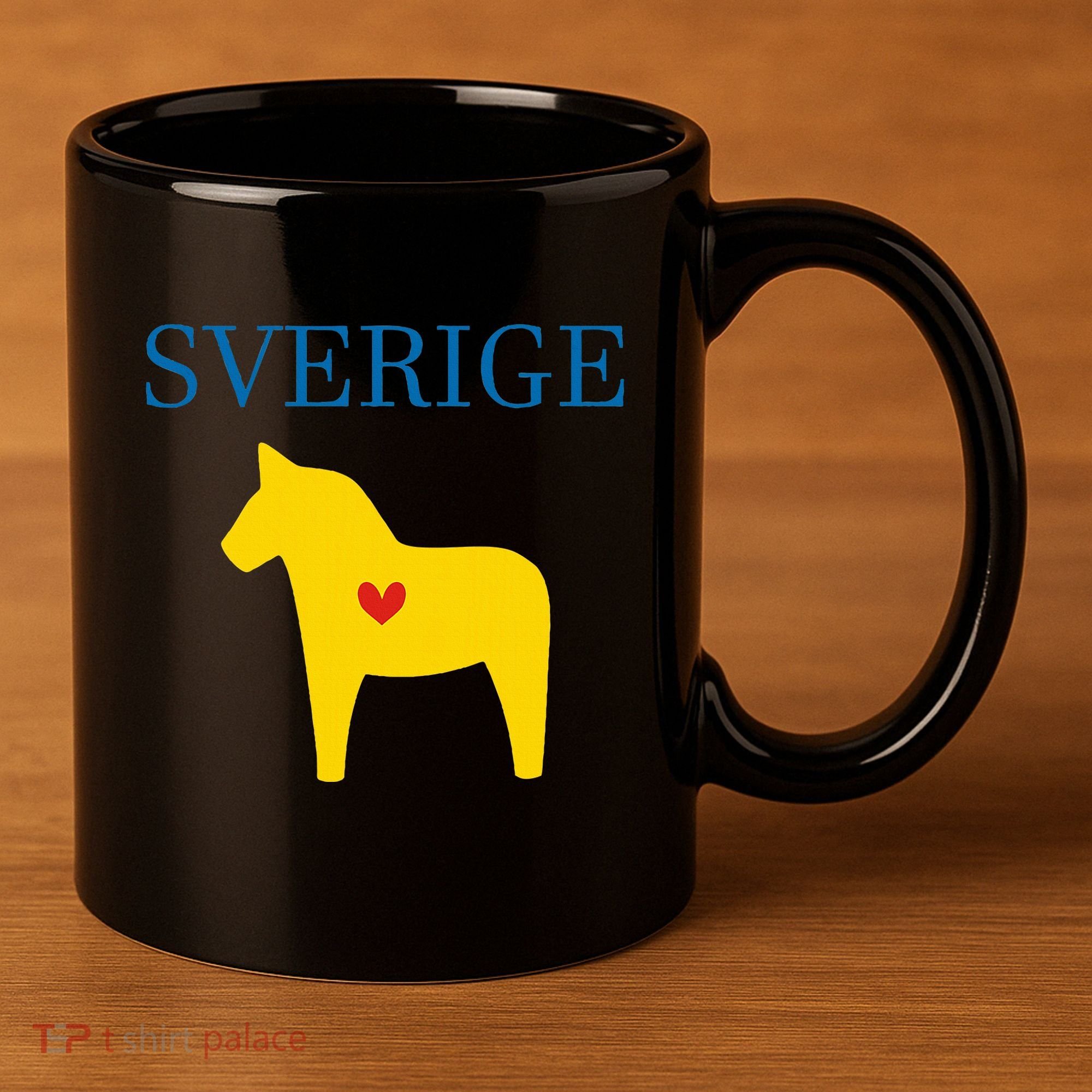 Swedish Dala Horse Midsommar Heart Sverige 11oz C Handle Ceramic Mug