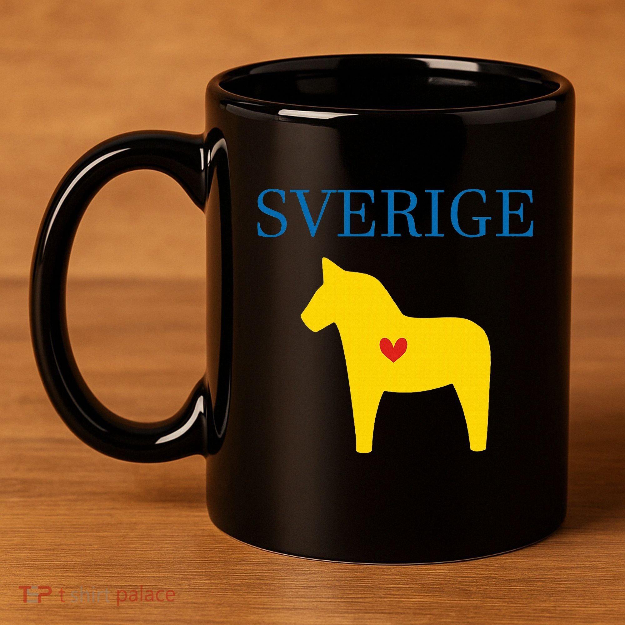 Swedish Dala Horse Midsommar Heart Sverige 11oz C Handle Ceramic Mug