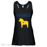 Swedish Dala Horse Midsommar Heart Sverige Ladies Essential Flowy Tank thumb 0