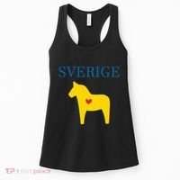 Swedish Dala Horse Midsommar Heart Sverige Women's Tank Top thumb 0
