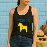 Swedish Dala Horse Midsommar Heart Sverige Women's Tank Top thumb 2