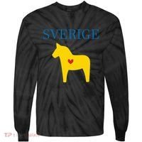 Swedish Dala Horse Midsommar Heart Sverige Tie-Dye Long Sleeve Shirt thumb 0