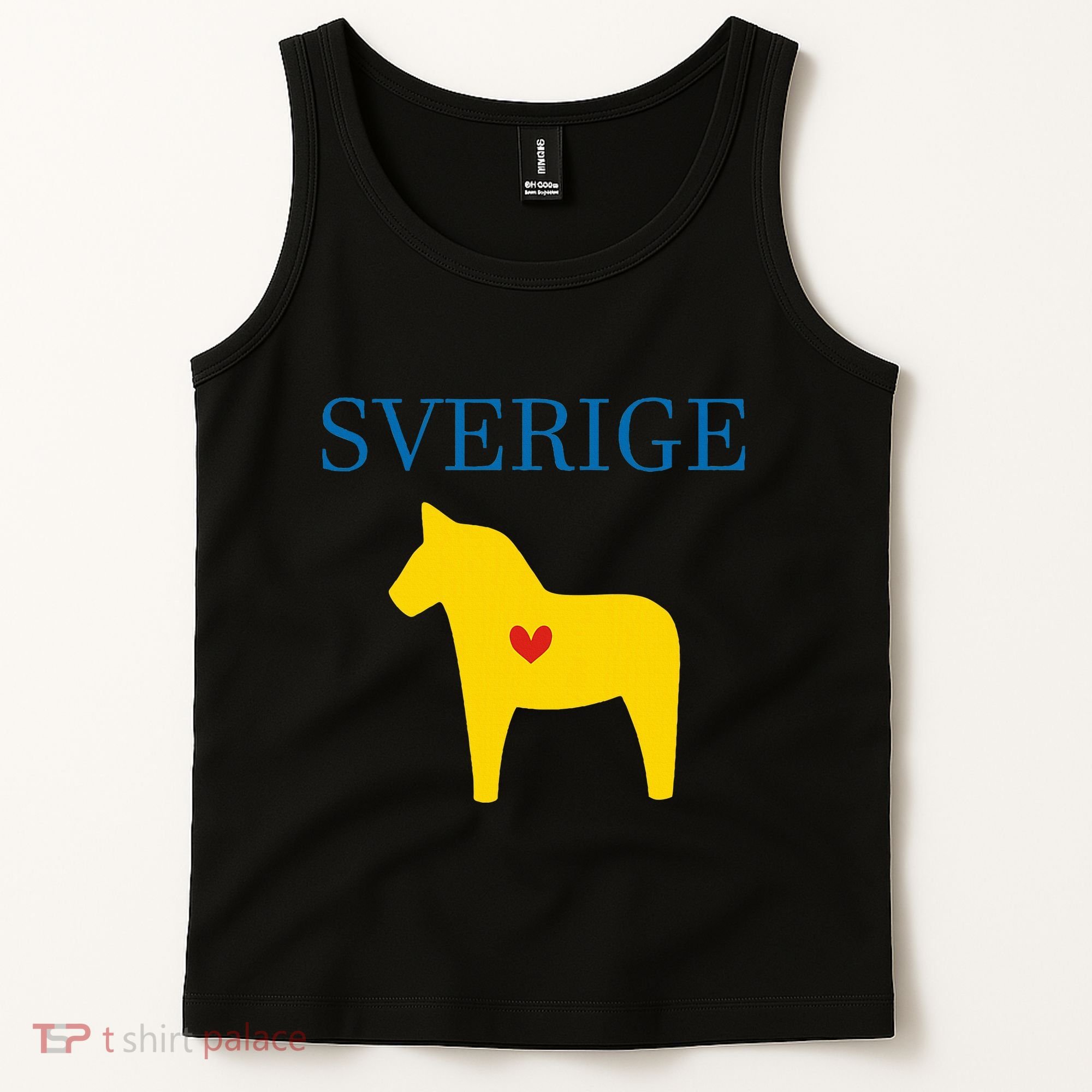 Swedish Dala Horse Midsommar Heart Sverige Tank Top