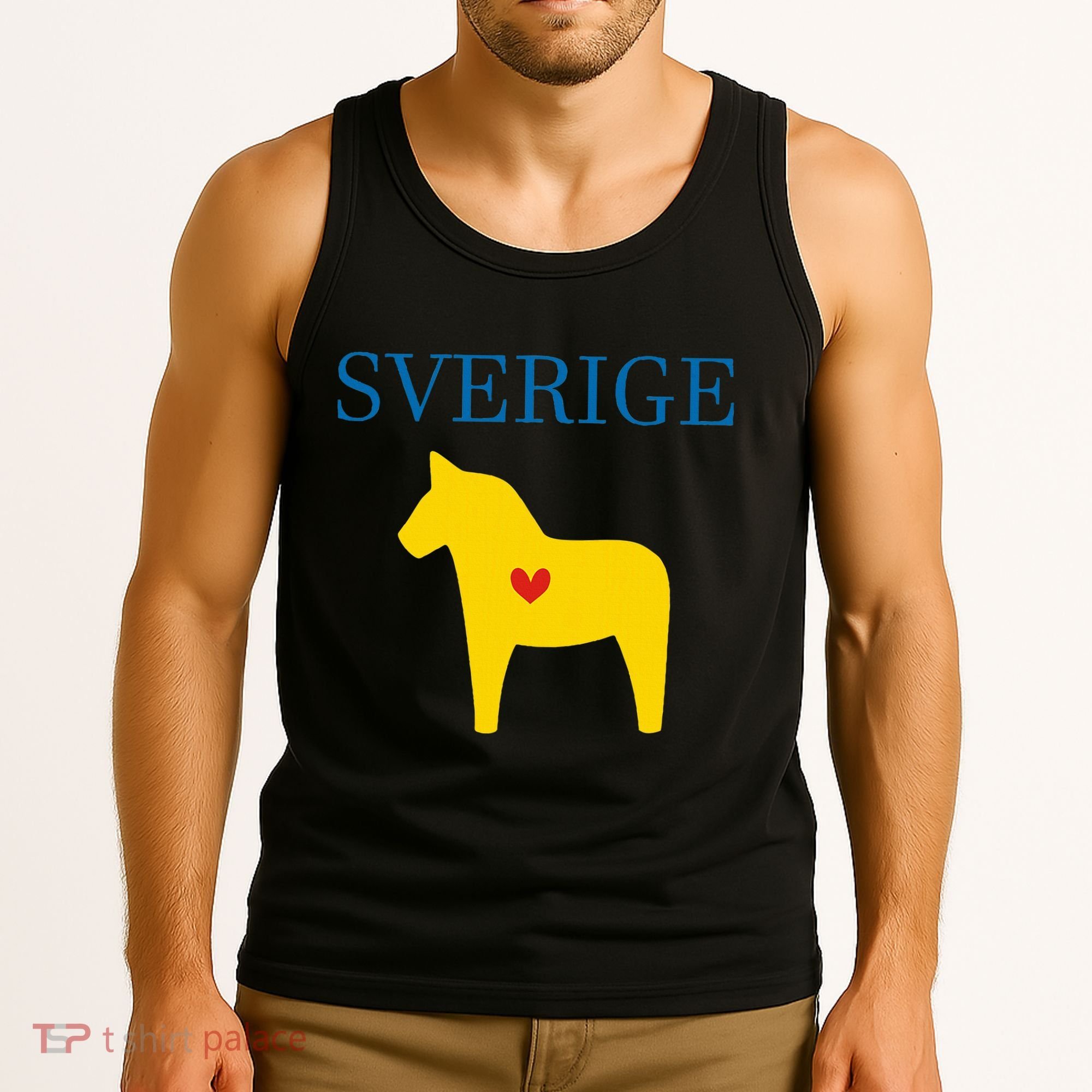 Swedish Dala Horse Midsommar Heart Sverige Tank Top