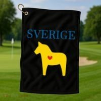 Swedish Dala Horse Midsommar Heart Sverige Golf Towel thumb 1
