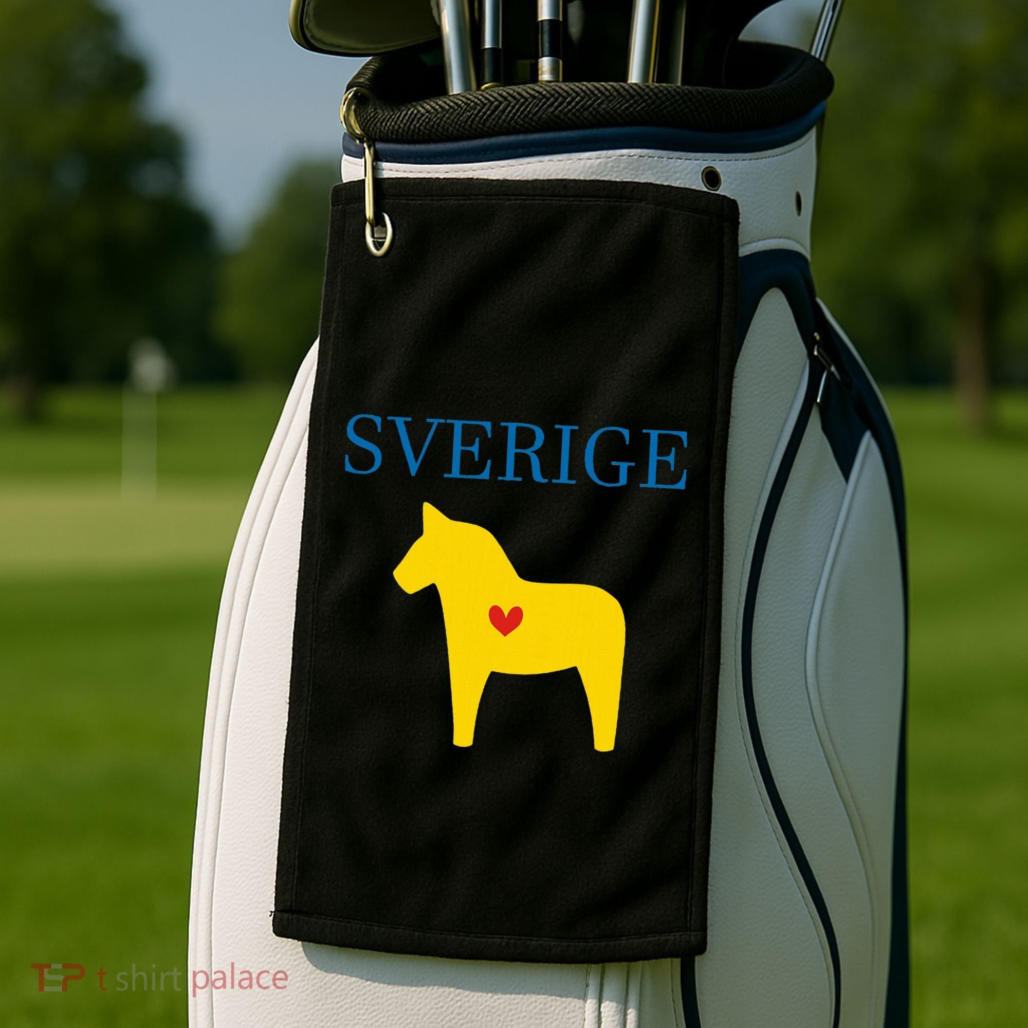 Swedish Dala Horse Midsommar Heart Sverige Golf Towel