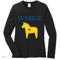 Swedish Dala Horse Midsommar Heart Sverige Women's Long Sleeve Shirt thumb 0