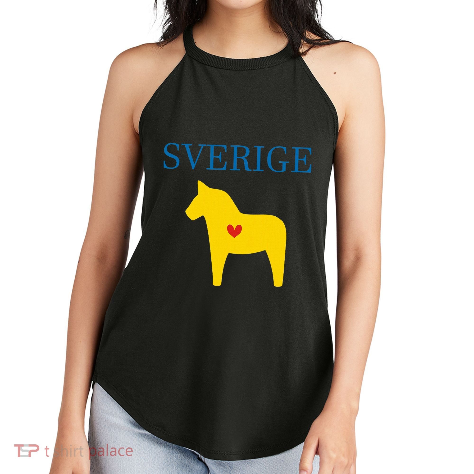 Swedish Dala Horse Midsommar Heart Sverige Women's Perfect Tri Rocker Tank