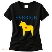 Swedish Dala Horse Midsommar Heart Sverige Women's T-Shirt thumb 0